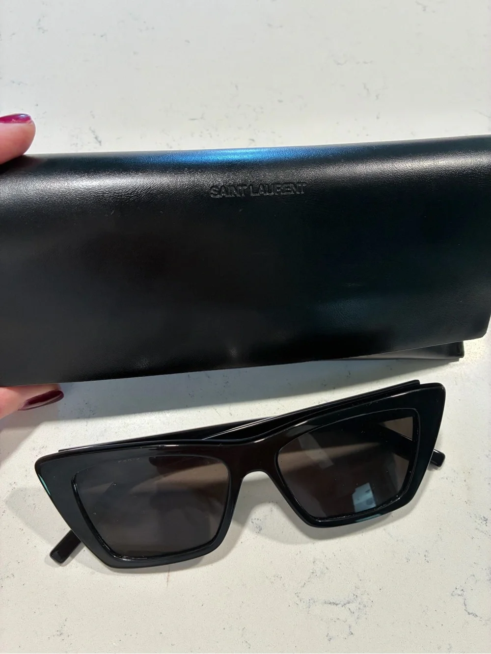Yves Saint Laurent Black Cat-Eye Square Sunglasses